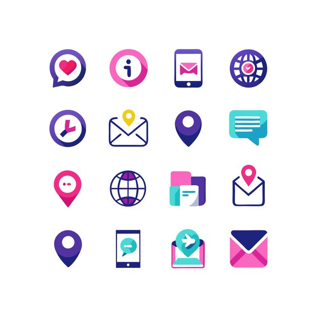 Colección de conjuntos de iconos de contacto para sitios web y aplicaciones móviles