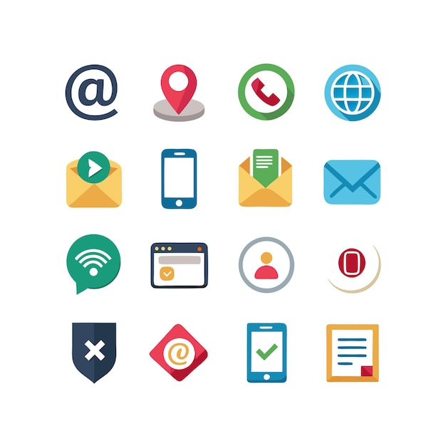 Colección de conjuntos de iconos de contacto para sitios web y aplicaciones móviles