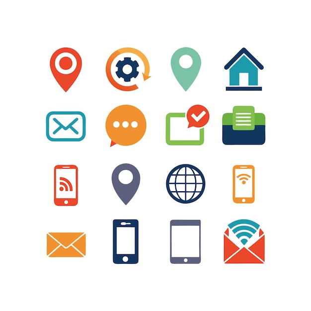 Colección de conjuntos de iconos de contacto para sitios web y aplicaciones móviles