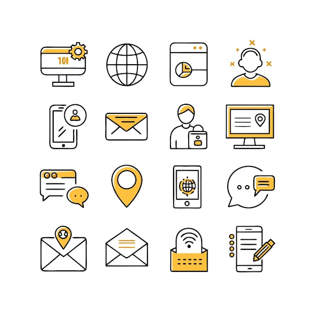 Colección de conjuntos de iconos de contacto para sitios web y aplicaciones móviles