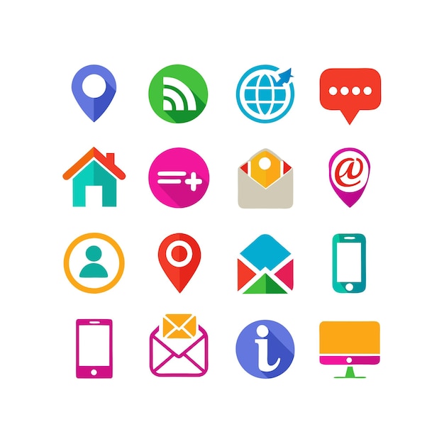Colección de conjuntos de iconos de contacto para sitios web y aplicaciones móviles