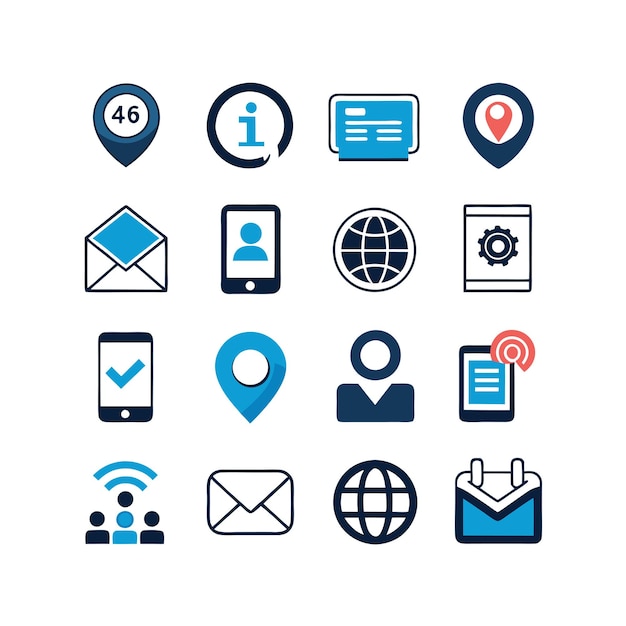 Colección de conjuntos de iconos de contacto para sitios web y aplicaciones móviles