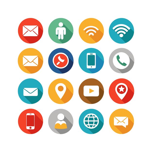 Colección de conjuntos de iconos de contacto para sitios web y aplicaciones móviles