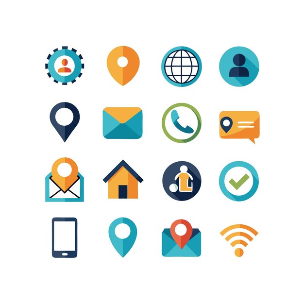 Colección de conjuntos de iconos de contacto para sitios web y aplicaciones móviles