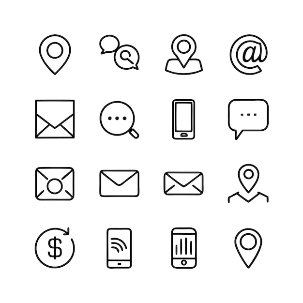 Colección de conjuntos de iconos de contacto para sitios web y aplicaciones móviles