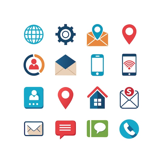 Colección de conjuntos de iconos de contacto para sitios web y aplicaciones móviles