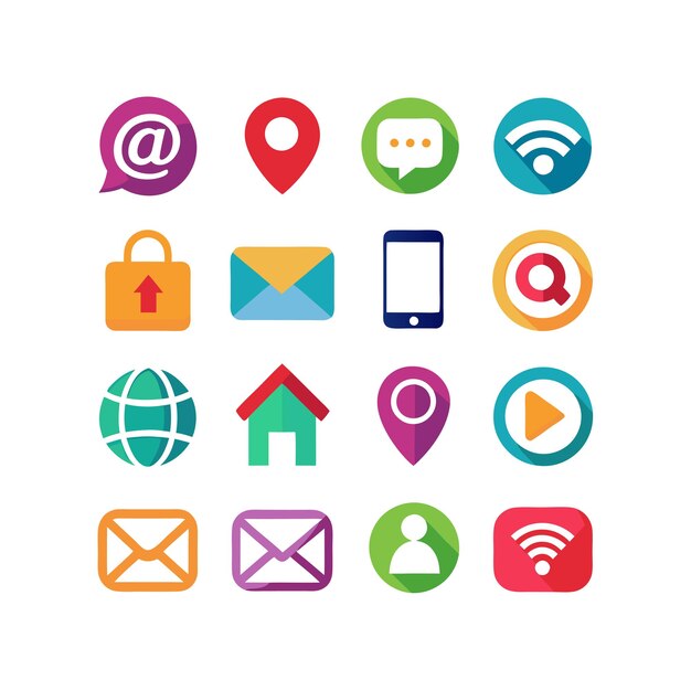 Colección de conjuntos de iconos de contacto para sitios web y aplicaciones móviles