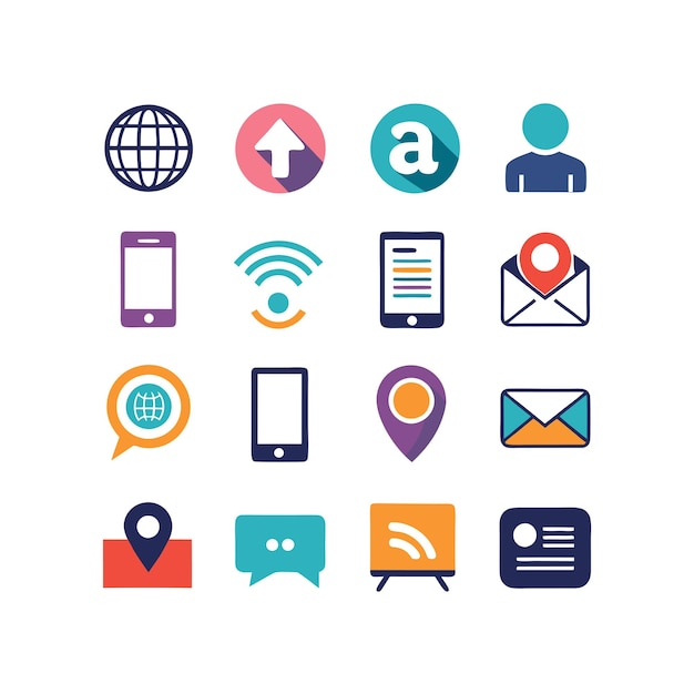 Colección de conjuntos de iconos de contacto para sitios web y aplicaciones móviles