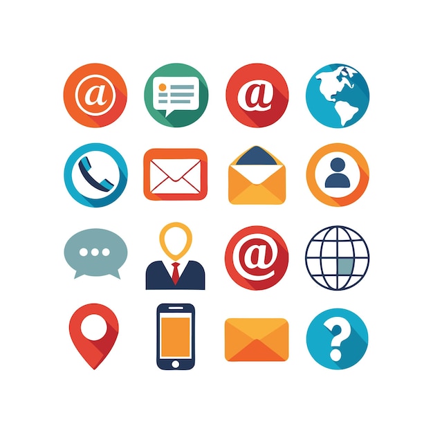 Colección de conjuntos de iconos de contacto para sitios web y aplicaciones móviles