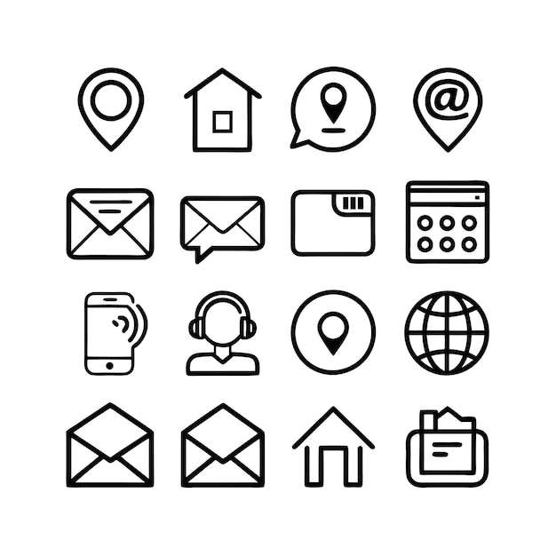 Colección de conjuntos de iconos de contacto para sitios web y aplicaciones móviles