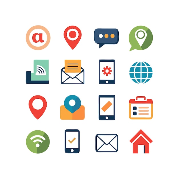 Colección de conjuntos de iconos de contacto para sitios web y aplicaciones móviles