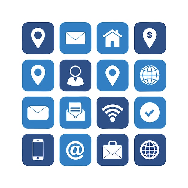 Colección de conjuntos de iconos de contacto para sitios web y aplicaciones móviles