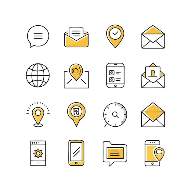 Colección de conjuntos de iconos de contacto para sitios web y aplicaciones móviles