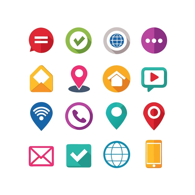 Colección de conjuntos de iconos de contacto para sitios web y aplicaciones móviles