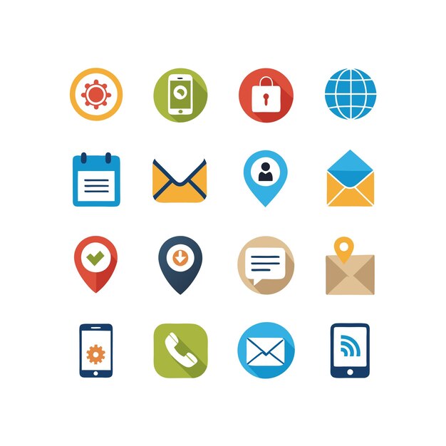 Colección de conjuntos de iconos de contacto para sitios web y aplicaciones móviles