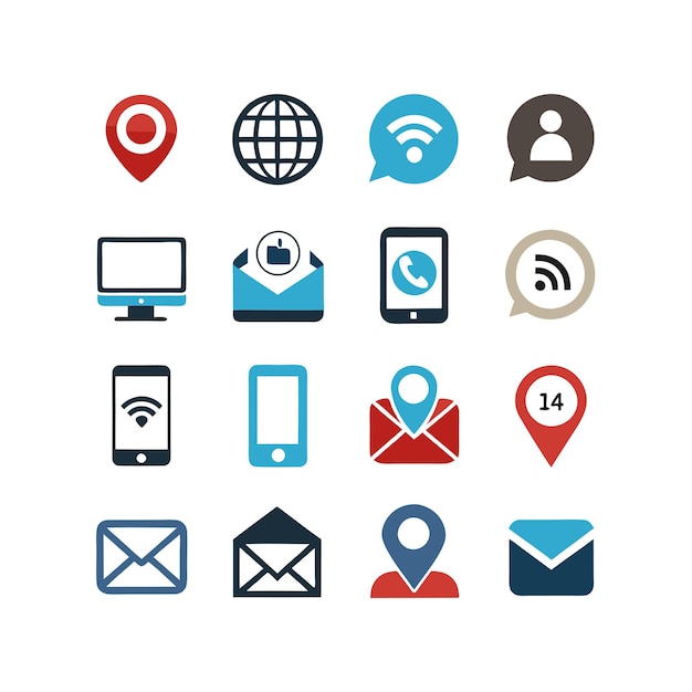 Colección de conjuntos de iconos de contacto para sitios web y aplicaciones móviles