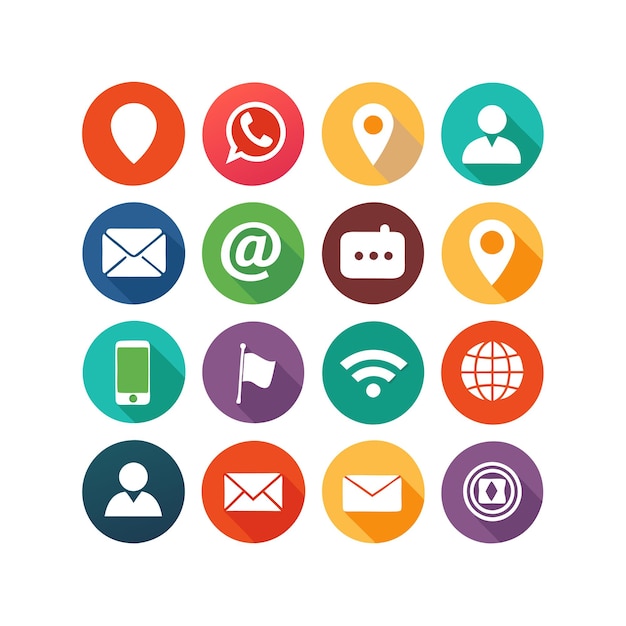 Colección de conjuntos de iconos de contacto para sitios web y aplicaciones móviles