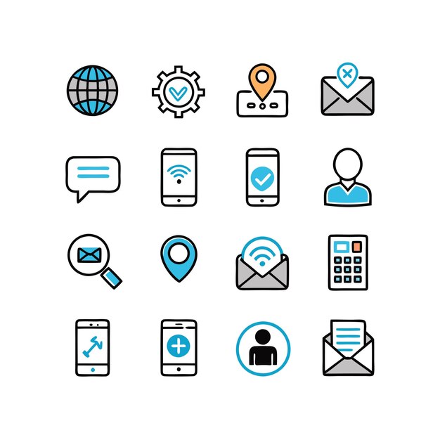 Colección de conjuntos de iconos de contacto para sitios web y aplicaciones móviles