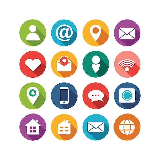 Colección de conjuntos de iconos de contacto para sitios web y aplicaciones móviles