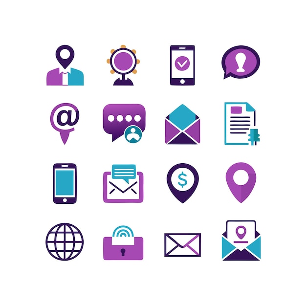 Colección de conjuntos de iconos de contacto para sitios web y aplicaciones móviles