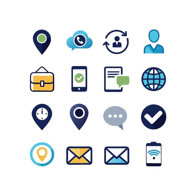 Colección de conjuntos de iconos de contacto para sitios web y aplicaciones móviles