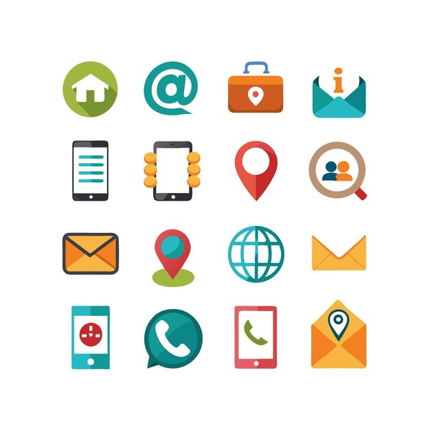 Colección de conjuntos de iconos de contacto para sitios web y aplicaciones móviles