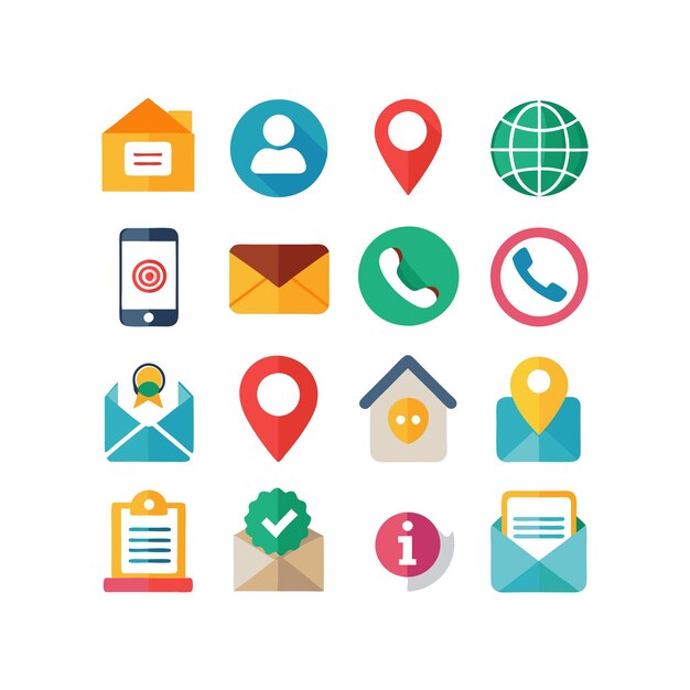Colección de conjuntos de iconos de contacto para sitios web y aplicaciones móviles