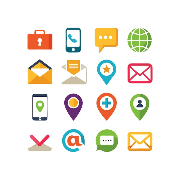 Colección de conjuntos de iconos de contacto para sitios web y aplicaciones móviles