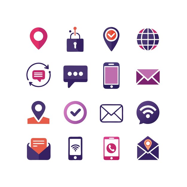 Colección de conjuntos de iconos de contacto para sitios web y aplicaciones móviles