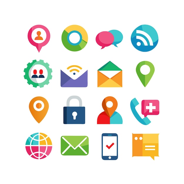 Colección de conjuntos de iconos de contacto para sitios web y aplicaciones móviles