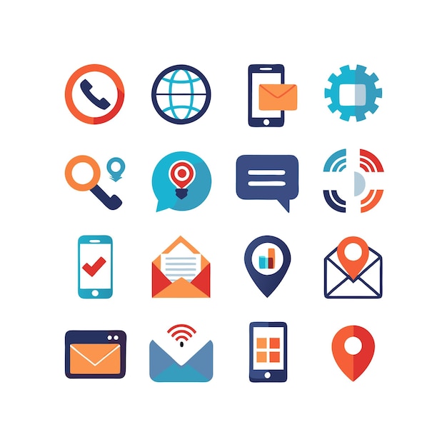 Colección de conjuntos de iconos de contacto para sitios web y aplicaciones móviles