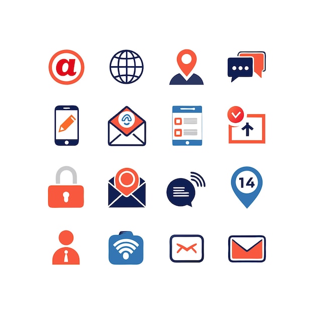 Colección de conjuntos de iconos de contacto para sitios web y aplicaciones móviles
