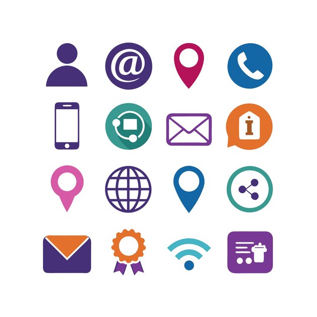 Colección de conjuntos de iconos de contacto para sitios web y aplicaciones móviles