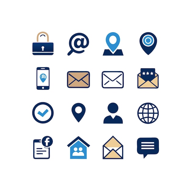 Colección de conjuntos de iconos de contacto para sitios web y aplicaciones móviles