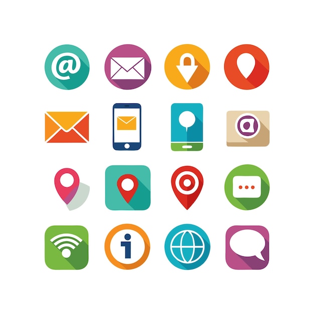 Colección de conjuntos de iconos de contacto para sitios web y aplicaciones móviles