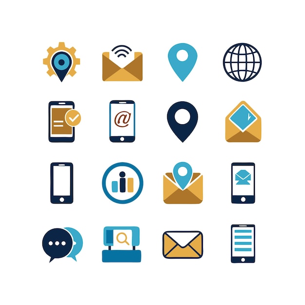 Colección de conjuntos de iconos de contacto para sitios web y aplicaciones móviles
