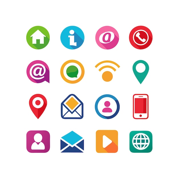 Colección de conjuntos de iconos de contacto para sitios web y aplicaciones móviles