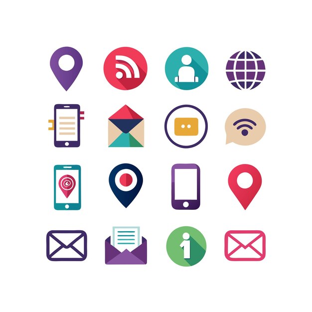 Colección de conjuntos de iconos de contacto para sitios web y aplicaciones móviles
