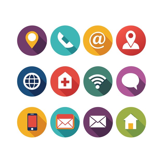 Colección de conjuntos de iconos de contacto para sitios web y aplicaciones móviles