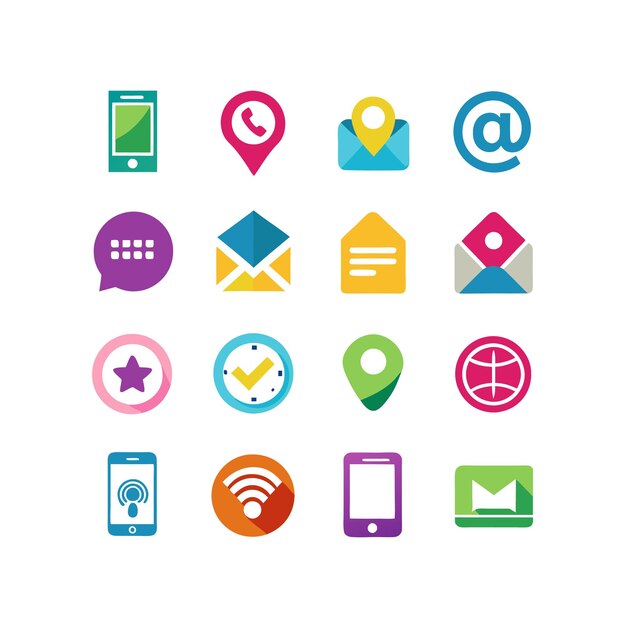 Colección de conjuntos de iconos de contacto para sitios web y aplicaciones móviles