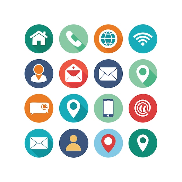 Colección de conjuntos de iconos de contacto para sitios web y aplicaciones móviles