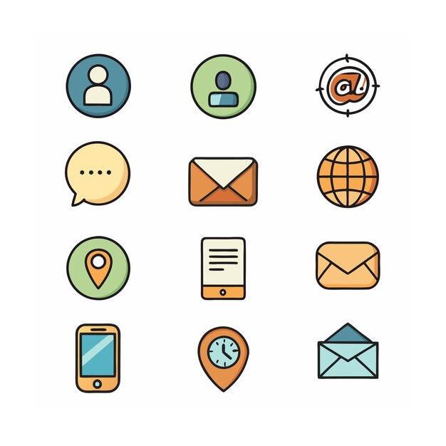 Colección de conjuntos de iconos de contacto para sitios web y aplicaciones móviles