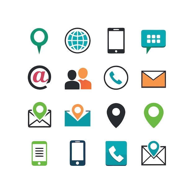 Colección de conjuntos de iconos de contacto para sitios web y aplicaciones móviles