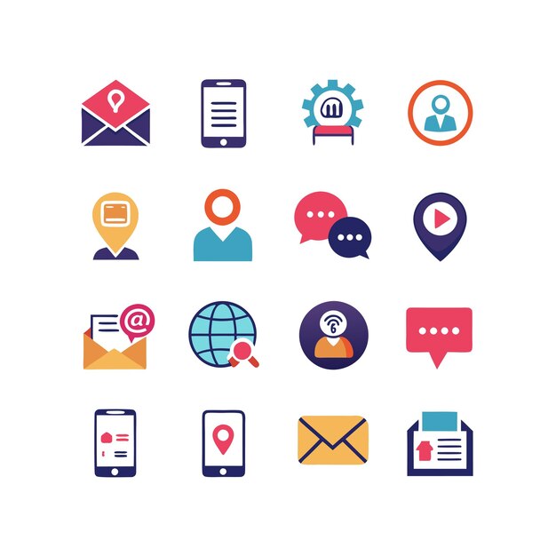 Colección de conjuntos de iconos de contacto para sitios web y aplicaciones móviles