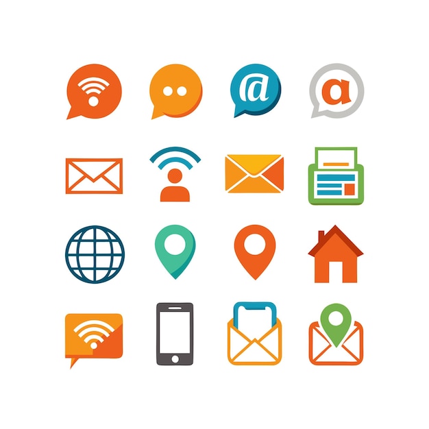 Colección de conjuntos de iconos de contacto para sitios web y aplicaciones móviles