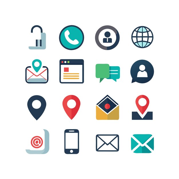Colección de conjuntos de iconos de contacto para sitios web y aplicaciones móviles
