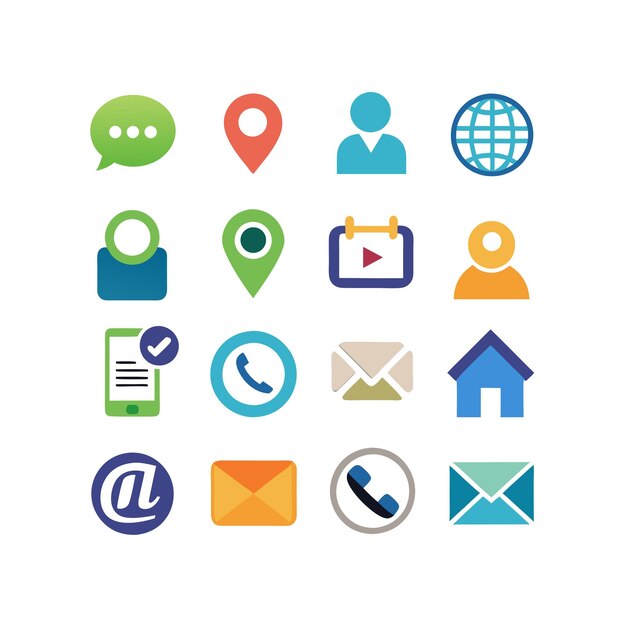 Colección de conjuntos de iconos de contacto para sitios web y aplicaciones móviles