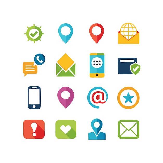 Colección de conjuntos de iconos de contacto para sitios web y aplicaciones móviles