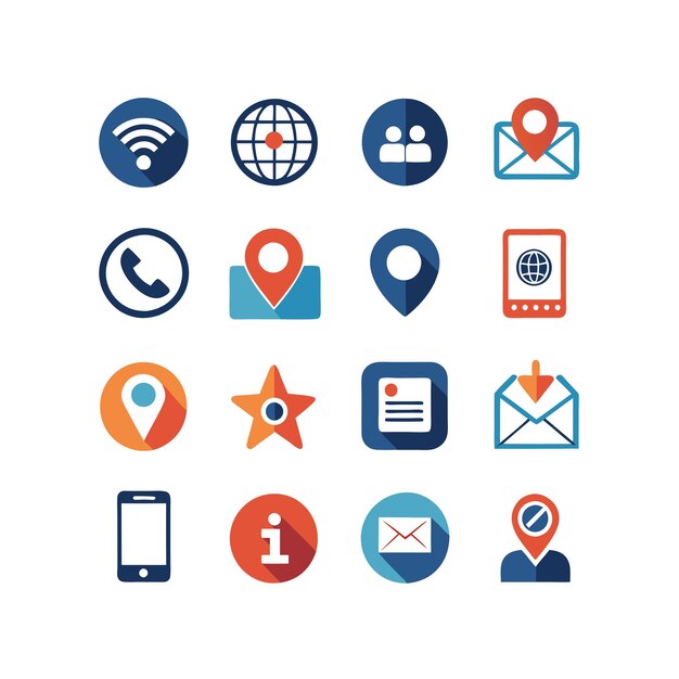 Colección de conjuntos de iconos de contacto para sitios web y aplicaciones móviles
