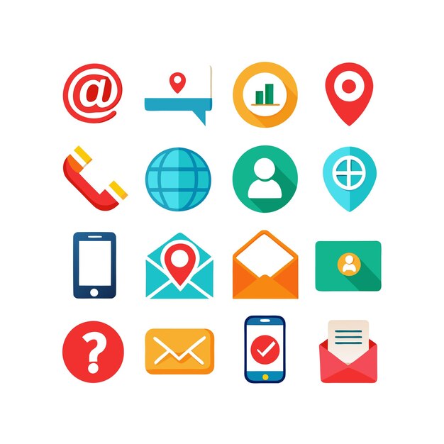 Colección de conjuntos de iconos de contacto para sitios web y aplicaciones móviles